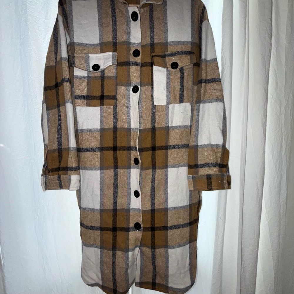 Plaid Button-Up Shirt Jacket